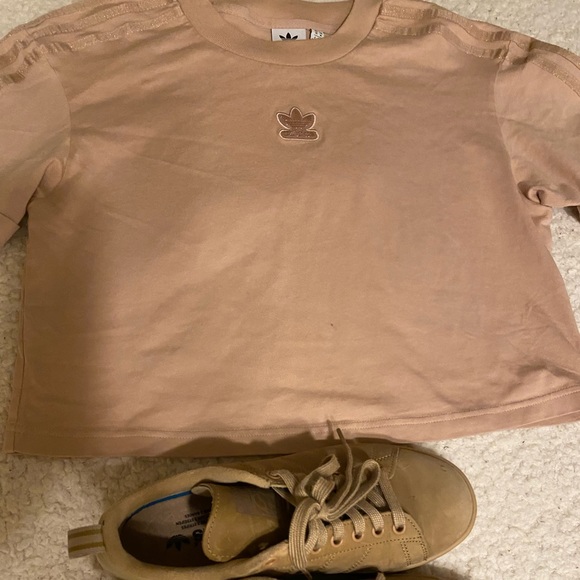 adidas | Tops | Adidas Beige Crop Top | Poshmark